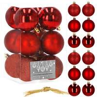 Weihnachtsbaumkugeln in Rot Kunststoff 12 Stück 6 cm
