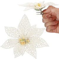 Weihnachtsstern künstliche Poinsettie mit Metallklammer 11x11 cm