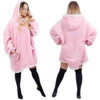 Kuscheldecke zum Anziehen Kapuzenpulli mit Ärmeln Hoodie Oversize rosa