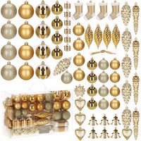Weihnachtsbaumkugeln verschiedene Ornamente Set, 72 Stück in Gold