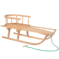 Kinderschlitten Holzschlitten 90 cm mit Rückenlehne und Zugseil Buchenholz Winter Schneespaß Ferien