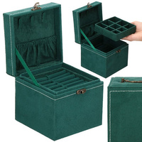 Schmuckkästchen, 12 x 12 x 12 cm, dunkelblau, Retro-Design