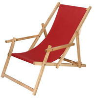 Holz-Liegestuhl m. Armlehnen Klappbare Gartenliege für Balkon Garten