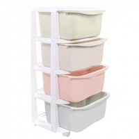 Rollwagen Kinderregal Pastell 80 x 37 x 37 cm 4 Boxen