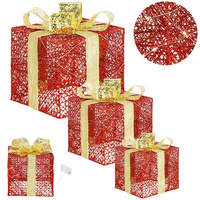 Deko-Set 3 Geschenkpäckchen mit Schleife