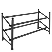 Schuhregal mit 2 Ablagen ausziehbar 62 - 115 cm schwarz