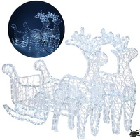 Dekolicht Rentiere mit Schlitten 150 cm Lichtschlauch Kaltweiß