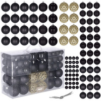 Baumkugeln, 100 Stück, Ø 6,4,3 cm, Schwarz, Gold