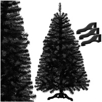 Künstlicher Weihnachtsbaum, Tanne 150 cm moderner schwarzer Weihnachtsbaum