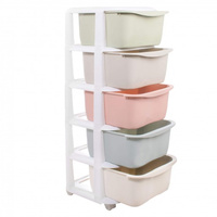 Rollwagen mit 5 Boxen Pastell 100 x 37 x 37 cm 