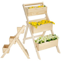 Hochbeet Holz Blumenleiter mit 3 Ablagen 