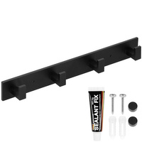 Hakenleiste Handtuchhalter 4 Kleiderhaken 4,2 x 35,5 x 4 cm schwarz