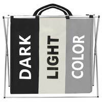 Mehrfächer-Wäschekorb mit Griffen 3 Fächer 146 Liter