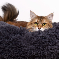 Hundebett Liegeplatz 60 cm Rund Kunstfell Graphit