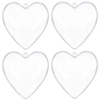 Baumkugeln zum Befüllen Herzform 4 Stück 8 cm transparent mit Öse