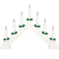 Lichterbogen 7-flammige Schwibbogen rustikal Holz Kerzenbrücke Batterie