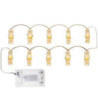 LED-Lichterkette mit 10 Klammern für Bilder 1,3 m Batteriebetrieben