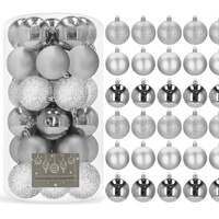 Weihnachtsbaumkugeln  30 Stück in Silber matte hochglänzende Kugeln mit Glitter