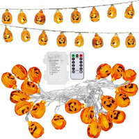 Halloween LED Lichterkette Kürbisse batteriebetrieben Fernbedienung 20 LEDs