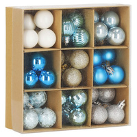  Weihnachtsbaumkugeln Hochglanz Glitter 3 cm 54 Stück blau