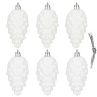 Tannenbaumzapfen zum Aufhängen 9,5 cm 6 Stück weiß