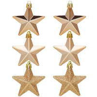 SPRINGOS Weihnachtskugeln kleine Sterne 6,5 x 7 cm  6 Stück  Roségold