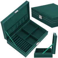 Schmuckkästchen, Schmucklade, Velours 28x19,5x7cm, dunkelgrün