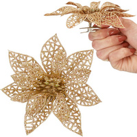 Weihnachtsstern künstliche Poinsettie mit Metallklammer 11x11 cm