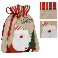 Geschenksäckchen mit Weihnachtsmann mit Kordelzug