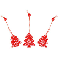 Tannenbaum, Holzanhänger, 3 Stk., rot