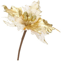 Weihnachtsstern,26 cm Goldfarben, Künstliche Poinsettie Einzelnstiel