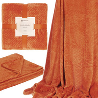 Große Wohndecke Sofadecke mit Muschelmusterung 200 x 240 cm orange