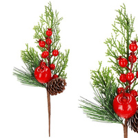 Künstliche Dekozweige 3 Stk. mit Weißdorn Apfel 27 cm Winterzweige