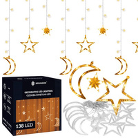 Innen-Lichtervorhang 138 warmweiße Dioden Sterne und Monde