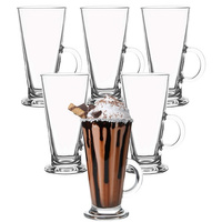 Set mit 6 Gläsern Eiskaffeegläser Teegläser mit Henkel 280 ml 