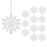 Weihnachtsbaumanhänger weiße Schneeflocken 12 Stück mit Glitter verziert