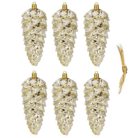 Weihnachtshänger Tannenbaumzapfen 14 cm 6 Stück Goldfarben
