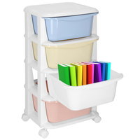 Mobiler Spielzeug-Organizer mit 4 Behältern, pastellfarbenes Regal auf Rollen