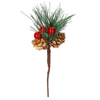 Deko-Zweig mit künstlichen Beeren und Zapfen 20 cm