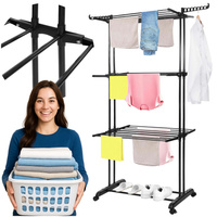 Wäschetrockner mit Rollen, klappbar 180x75,5x49 cm zum Trocknen von Kleidung und Unterwäsche