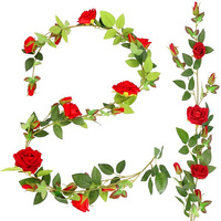Rosengirlande Künstliche Kletterrose 180 cm rote Blüten