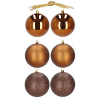 Weihnachtskugeln Kunststoffkugeln 6 Stück Durchmesser 10 cm braun