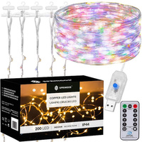 Lichtervorhang mit 200 bunten LEDs 3 x 2 m USB Innen und Außen