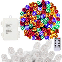 LED-Lichterkette, 100 LEDs,  8 Funktionen 10,5 m, Batterie