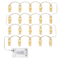 LED-Lichterkette mit 20 Klammern für Bilder 2,85 m Batteriebetrieben