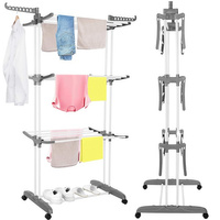 Wäscheständer Standtrockner auf Rollen 4 Ebenen klappbare Flügel