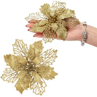 Weihnachtsstern Poinsettie 14 x 16 cm Weihnachtsdekoration Goldfarben