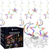 Innen-Lichtervorhang mit 138 bunte Dioden Sterne und Monde