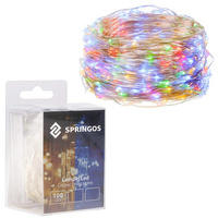 Draht-Lichterkette mit 100 LEDs buntes Licht 10 m batteriebetrieben Indoor 