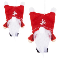 Weihnachtszwerg zum Aufhängen, 8 cm, quadratische Mütze in Rot